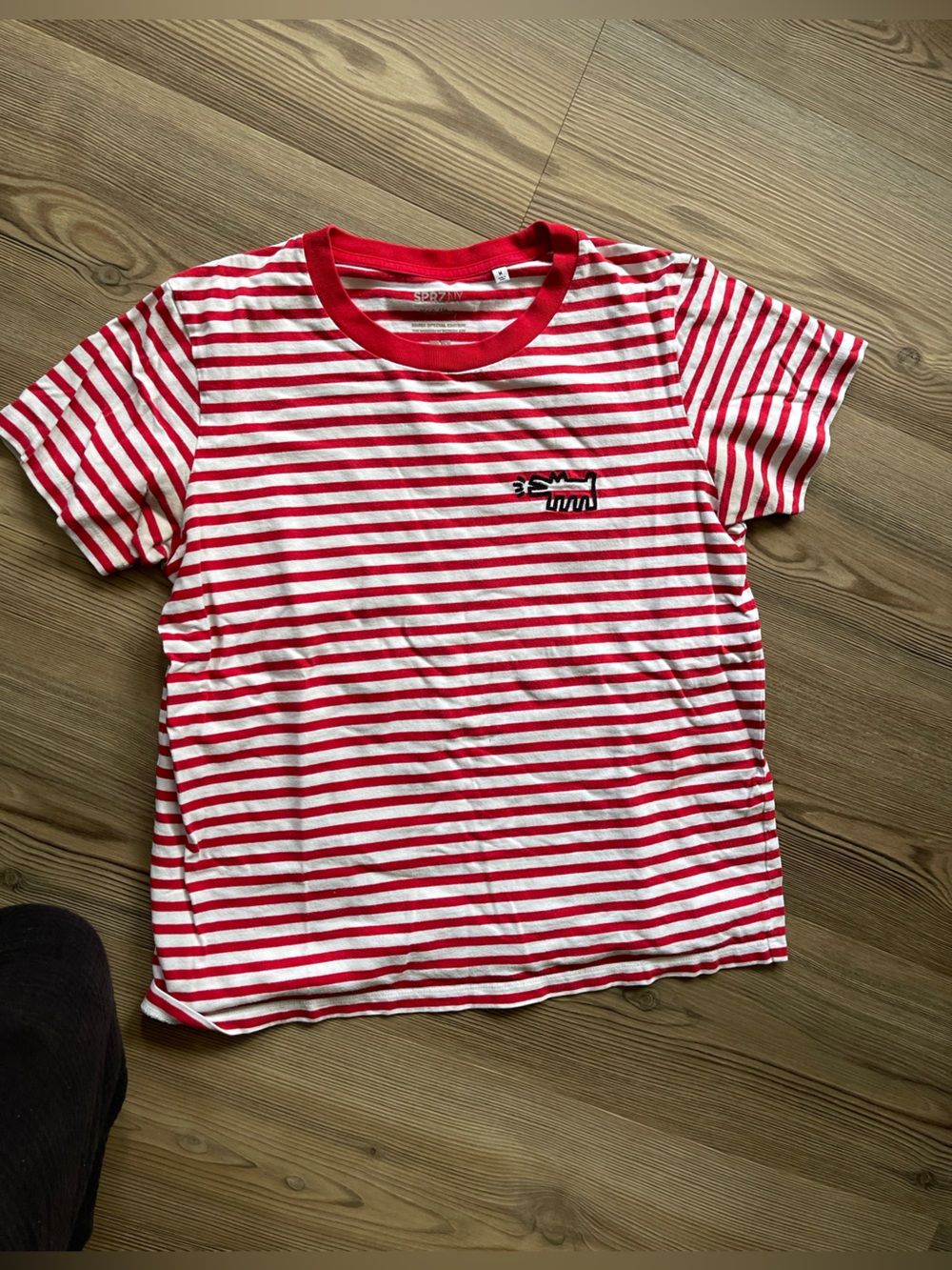 Keith Haring SPRZNY Red & White Striped Tee - Classic Short Sleeve